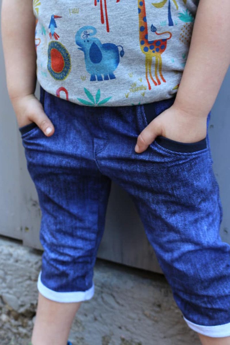 Capri Hose für Kinder nähen, Jeansjersey