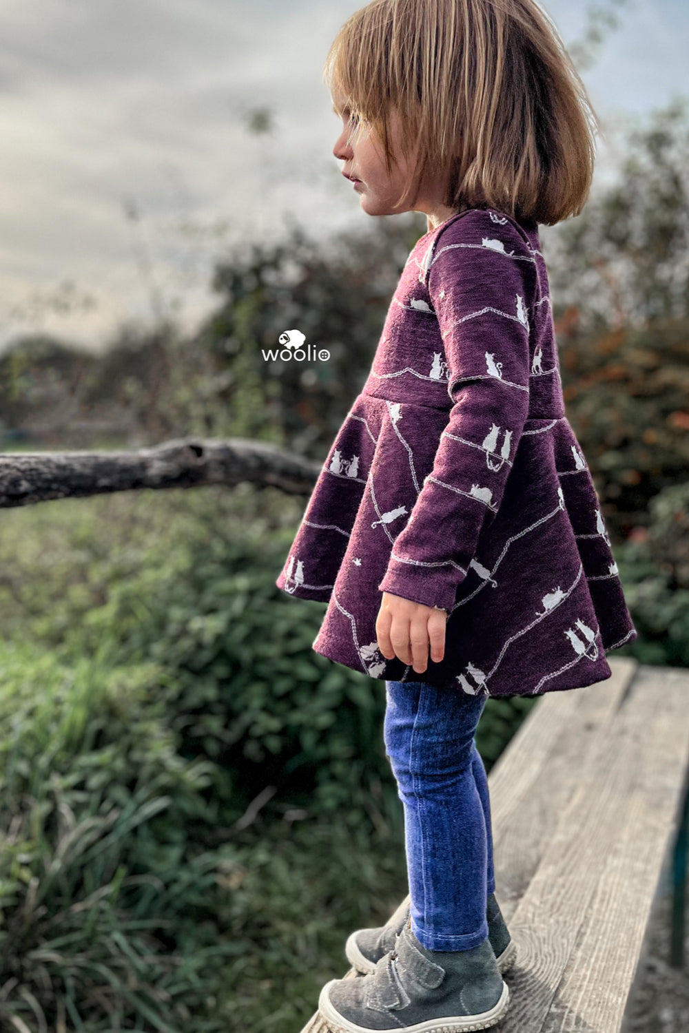 Minigrün Schößchenshirt in Beere für Kleinkinder