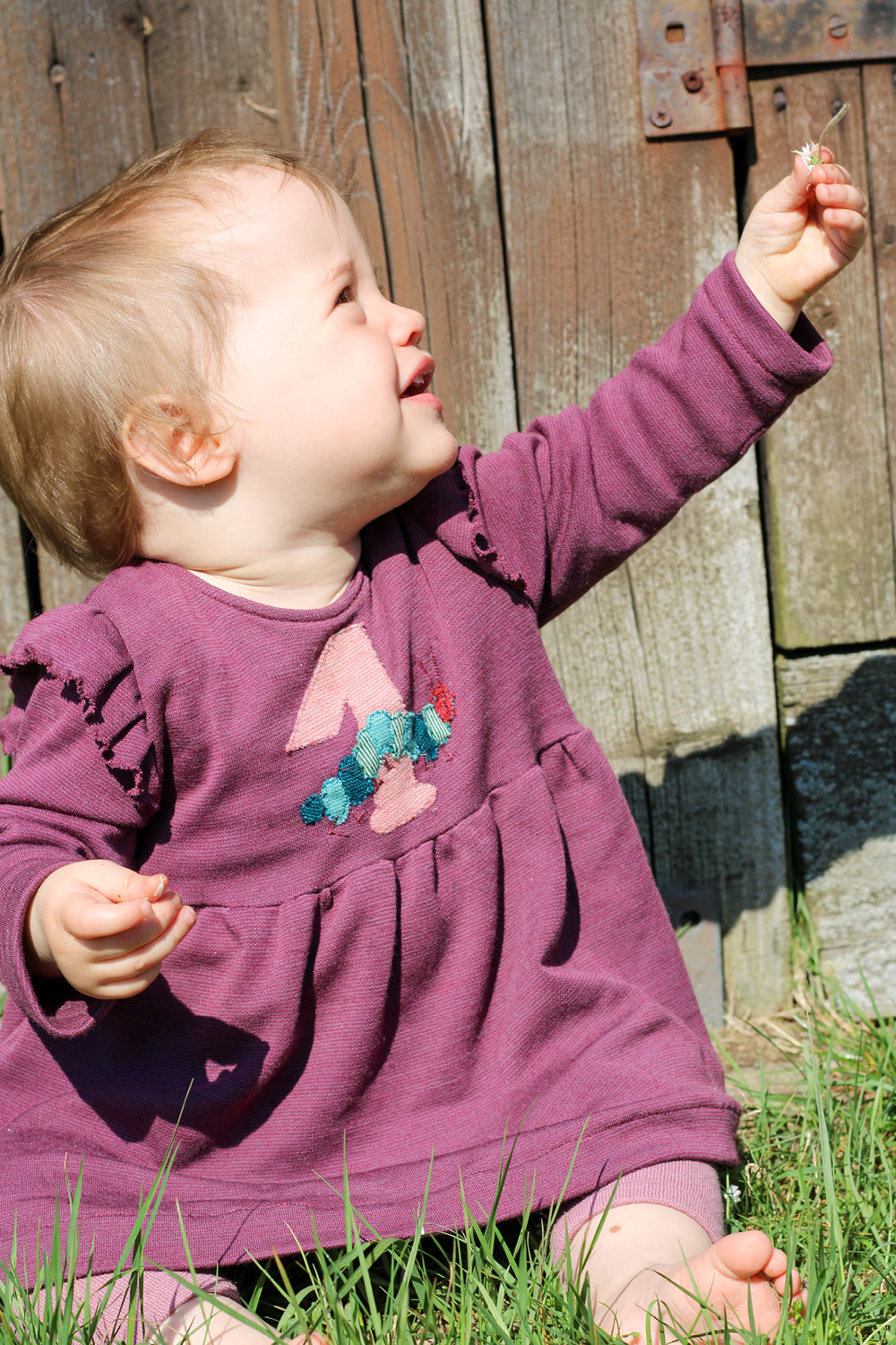 Minigrün Kleid mit Rüschen in Beere für Babys