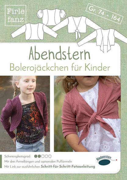 Papierschnittmuster Abendstern Bolerojäckchen für Kinder